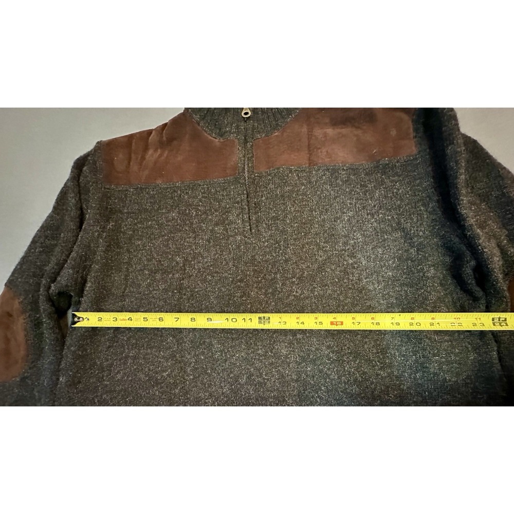 Pendleton Sweater Mens 100% Shetland Wool Quarter Zip Leather Trim Size L - Picture 7 of 12